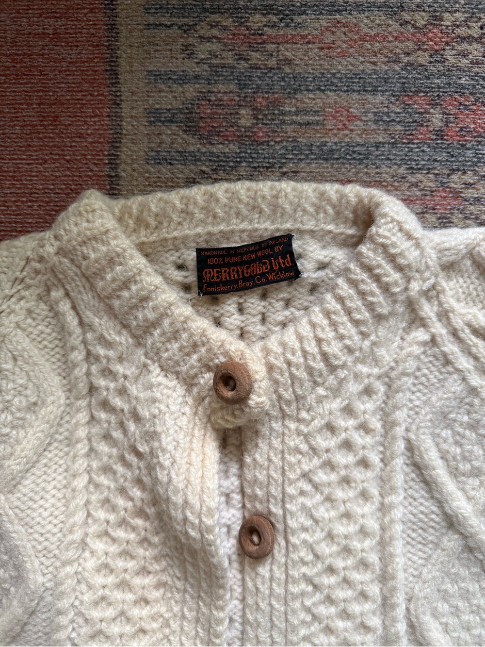 Vintage Wool Fisherman Cardigan Made in Ireland - Picture 2 of 8